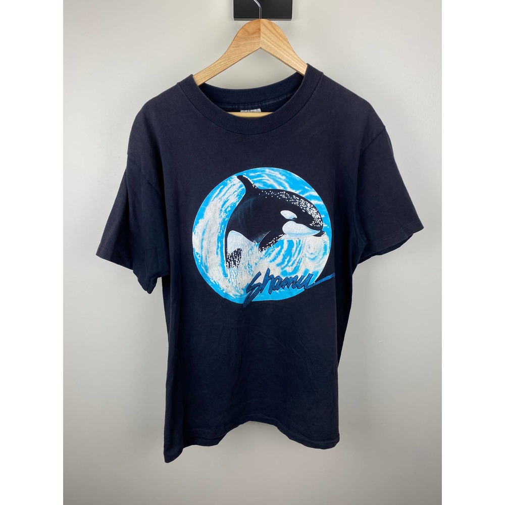 Vintage Shamu Sea World Front and Back Print Big Logo Whale Tee Oneita - XL
